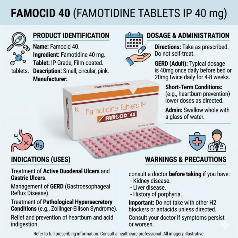 Famocid 40mg tablet for acidity, heartburn and digestive comfort