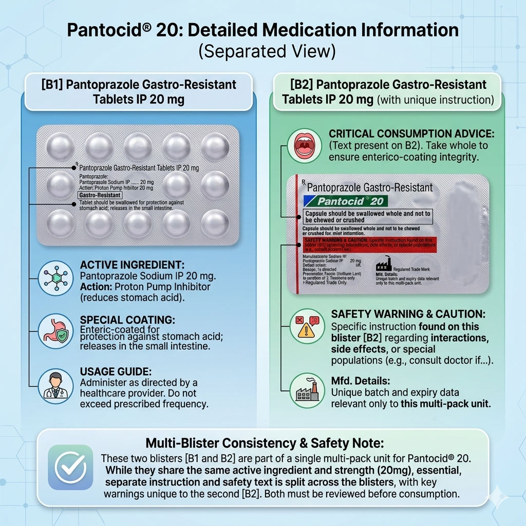 Pantocid 20mg tablet used for acidity, heartburn and acid reflux management